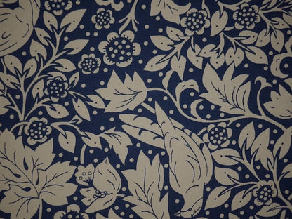 Cotton Canvas Flowers - Navy 0.85 Metre Remnant