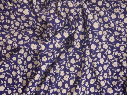 Printed Viscose Jersey Fabric - Blue Flower Print