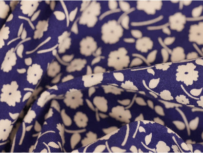 Printed Viscose Jersey Fabric - Blue Flower Print