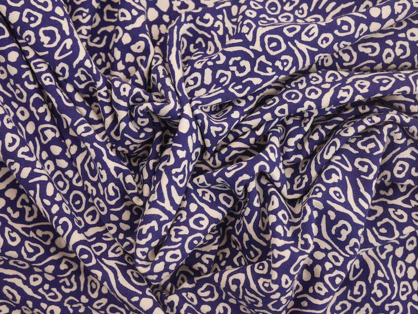 Printed Viscose Jersey Fabric - Navy Animal Print 1 Metre Remnant