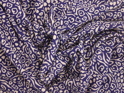 Printed Viscose Jersey Fabric - Navy Animal Print 1 Metre Remnant