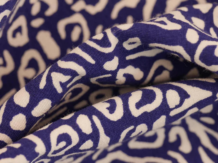 Printed Viscose Jersey Fabric - Navy Animal Print 1 Metre Remnant