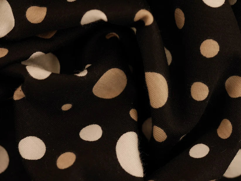 Printed Viscose Jersey Fabric - Polka Dotty 0.65 Metre Remnant