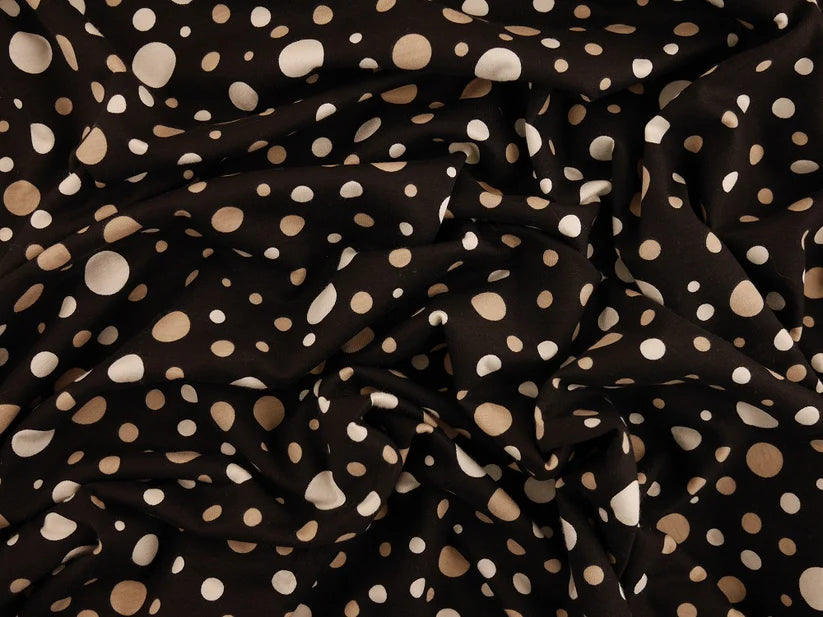 Printed Viscose Jersey Fabric - Polka Dotty 0.65 Metre Remnant
