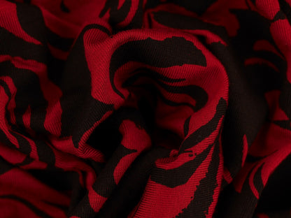 Printed Viscose Jersey Fabric - Red Flowers