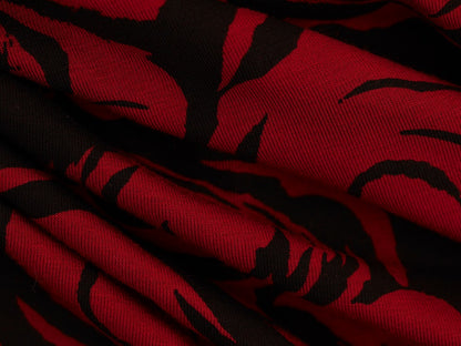 Printed Viscose Jersey Fabric - Red Flowers