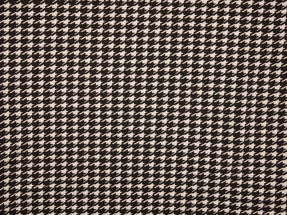 Printed Viscose Jersey - Black and White Dog Tooth 1 Metre Remnant