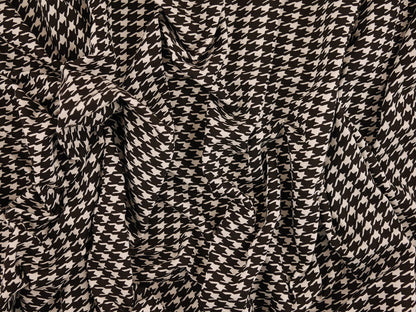 Printed Viscose Jersey - Black and White Dog Tooth 1 Metre Remnant