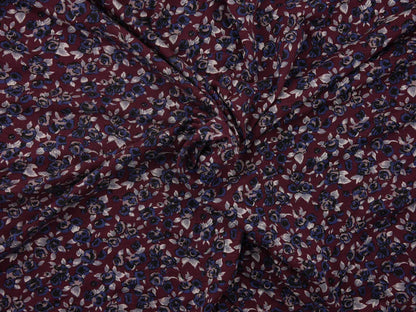 Printed Viscose Jersey Fabric - Ditsy Plum Floral Print 1.20 Metre Remnant