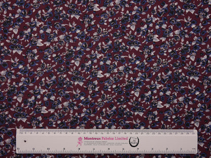 Printed Viscose Jersey Fabric - Ditsy Plum Floral Print