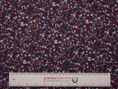 Printed Viscose Jersey Fabric - Ditsy Plum Floral Print 1.20 Metre Remnant