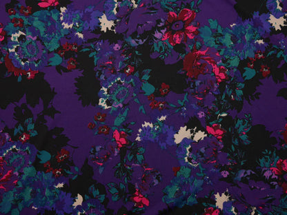 Single Jersey Fabric - Purple Floral Print 0.70 Metre Remnant