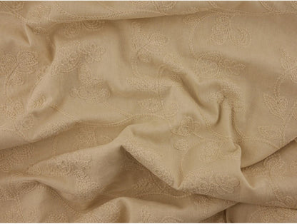 Embroidered linen Fabric - Stone 2.20 Metre Remnant