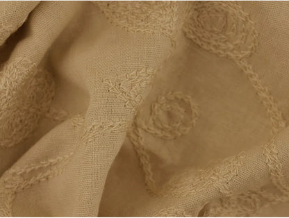 Embroidered linen Fabric - Stone 2.20 Metre Remnant