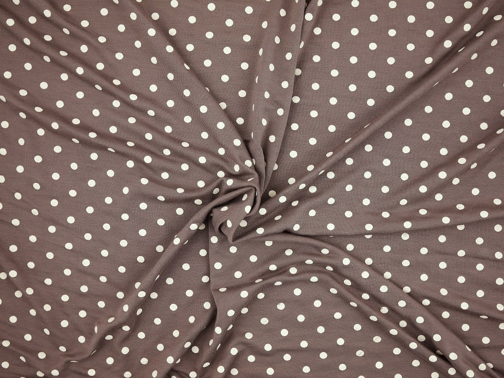 Micro Modal Single Jersey Printed Fabric - Cream Spot On Taupe