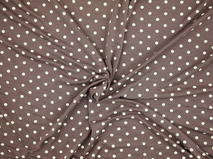 Micro Modal Single Jersey Printed Fabric - Cream Spot On Taupe