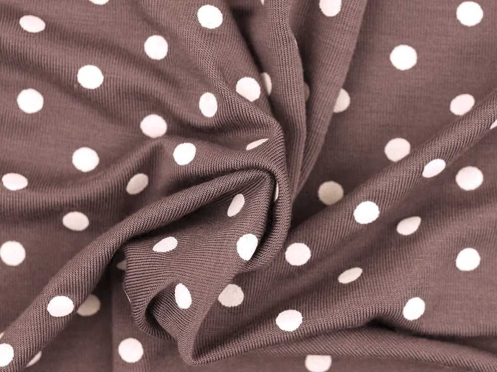 Micro Modal Single Jersey Printed Fabric - Cream Spot On Taupe