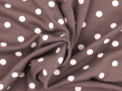 Micro Modal Single Jersey Printed Fabric - Cream Spot On Taupe