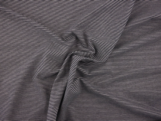 Single Organic Cotton Jersey Fine Stripe Fabric - Black/White