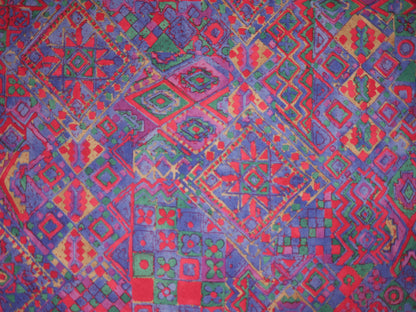 Single Jersey - Purple Geometric Print 1 Metre Remnant