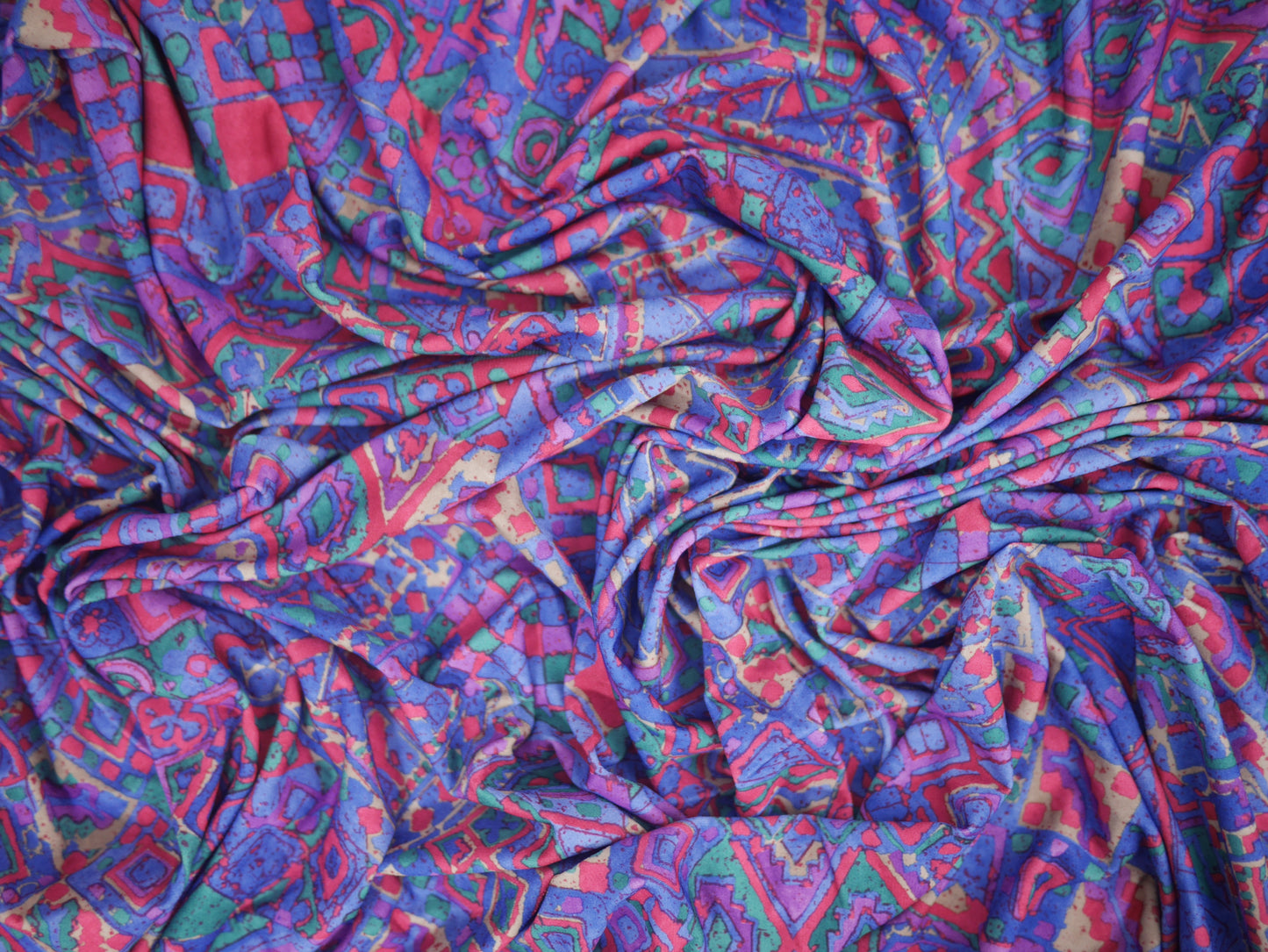 Single Jersey - Purple Geometric Print 1 Metre Remnant