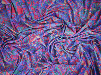 Single Jersey - Purple Geometric Print 1 Metre Remnant