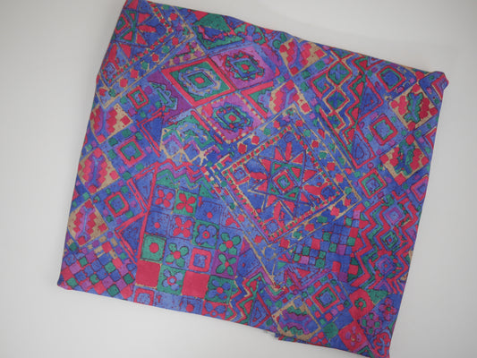 Single Jersey - Purple Geometric Print 1 Metre Remnant