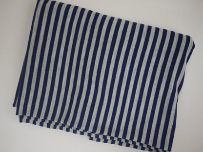 Single Jersey Strip Fabric - Navy/Grey 0.80 Metre Remnant