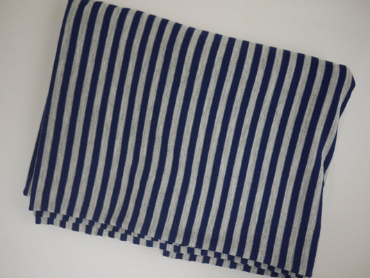 Single Jersey Strip Fabric - Navy/Grey 0.80 Metre Remnant