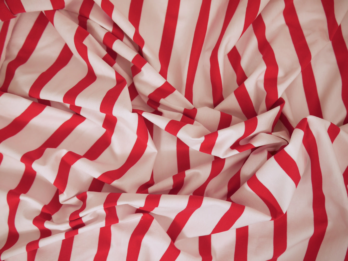 Striped Cotton Jersey - Red and White 0.65 Metre Remnant