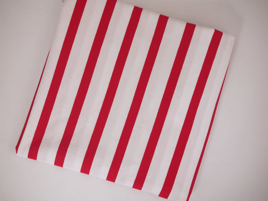 Striped Cotton Jersey - Red and White 0.60 Metre Remnant