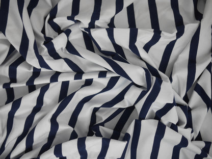 Striped Cotton Jersey - Navy and White 1 Metre Remnant
