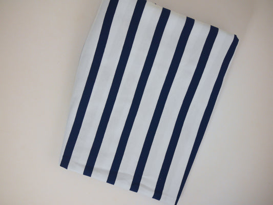 Striped Cotton Jersey - Navy and White 1 Metre Remnant
