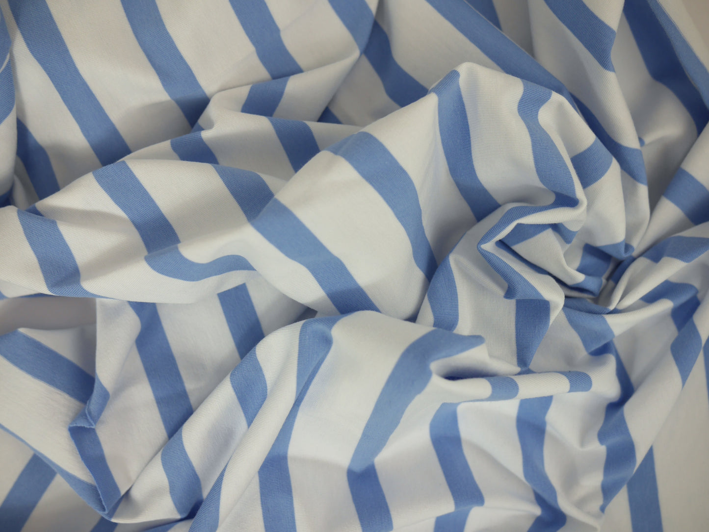 Striped Cotton Jersey - Blue and White 1.80 Metre Remnant