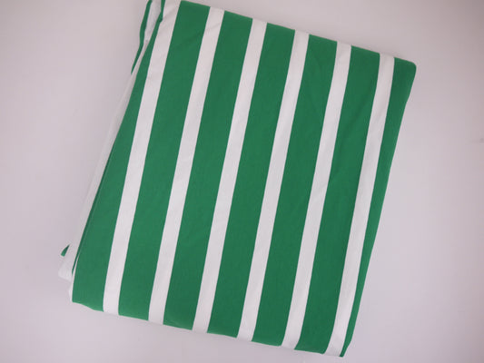 Striped Cotton Jersey - Green and White 0.55 Metre Remnant