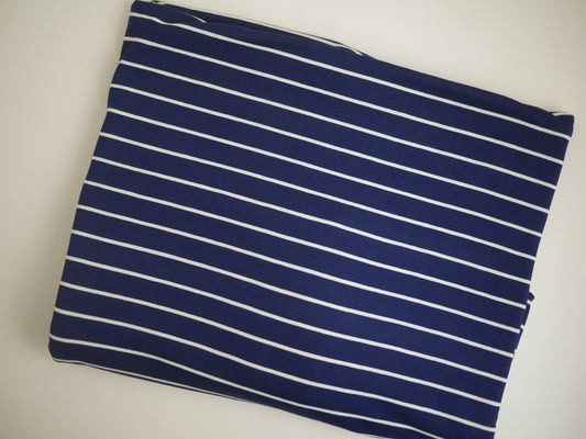 Single Jersey - Navy/White 1.65 Metre Remnant