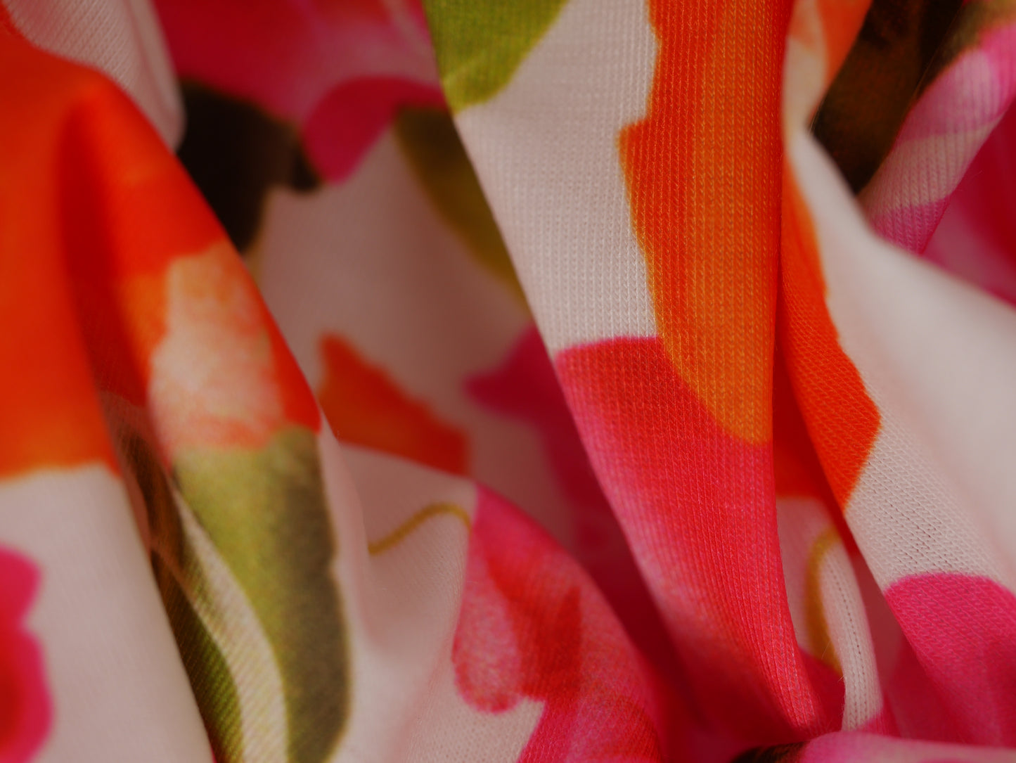 Recycled Soft Spun Polyester - Pink & Orange Roses