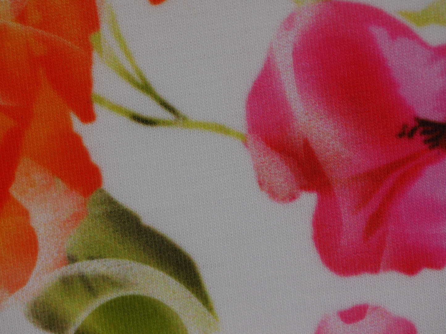 Recycled Soft Spun Polyester - Pink & Orange Roses