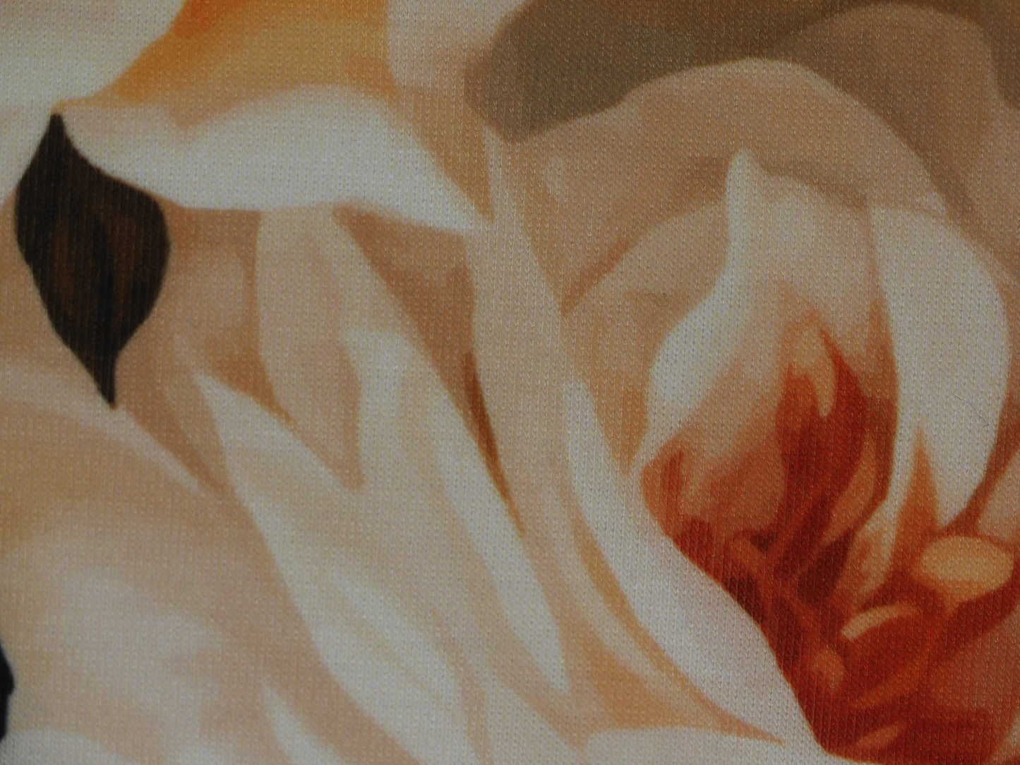 Recycled Soft Spun Polyester - Pastel Orange Roses On Black