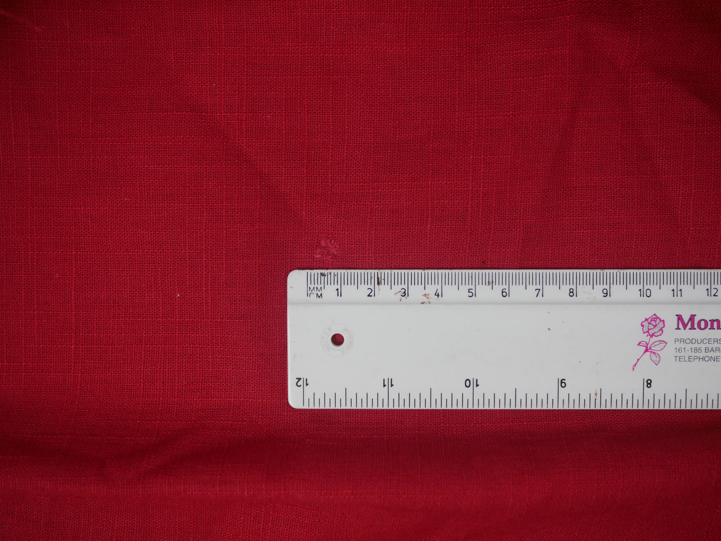 100% Cotton Linen - Ruby Red 1.15 Metre FAULTY Remnant