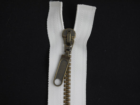30" Ivory Chunky Metal Open Ended Zip