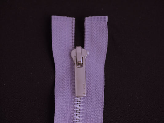 22" Lilac Chunky Silver Metal Open Ended Zip