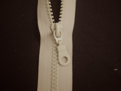 21" Stone Coloured Chunky Plastic Open Ended Zip
