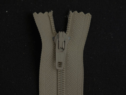 6" Dark Beige Coloured Nylon Closed Ended Zip