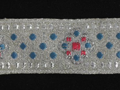 30mm Metallic Silver Patterned Ribbon