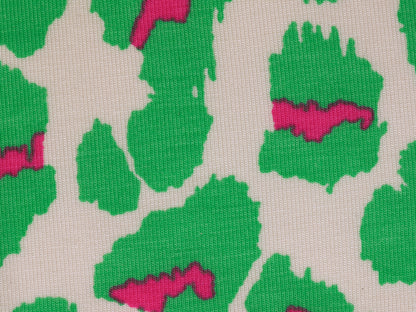 Micro Modal Single Jersey - Leopard Print Green and Pink 0.80 Metre Remnant