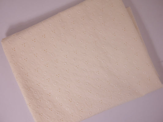 Cream Floral Broderie Anglaise Fabric - 1 Metre Remnant