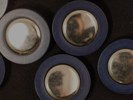 27mm Navy and Metal Shank Button