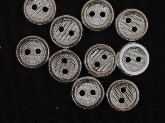 14mm Silver Thick Rim 4 Hole Button