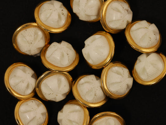 15mm Gold/White Shank Button